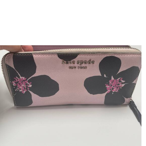 Kate Spade Pink and Black Floral Wallet - Picture 8 of 14